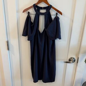 BCBGMaxAzria Navy Cold Shoulder Mini Dress